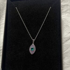 Silver and Purple Eye Pendant Necklace